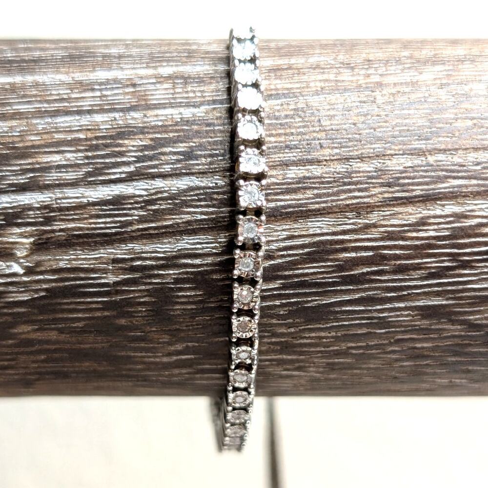 Unique Designs 925 Sterling Silver Diamond Tennis Adjustable Pull Chain Bracelet